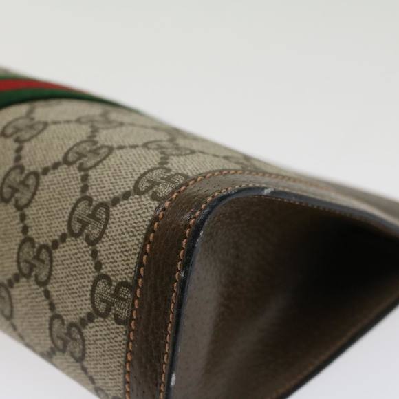 GUCCI GG Canvas Web Sherry Line Clutch Bag Beige Red Green 89.01.001 Auth yk7287 - Picture 7 of 16